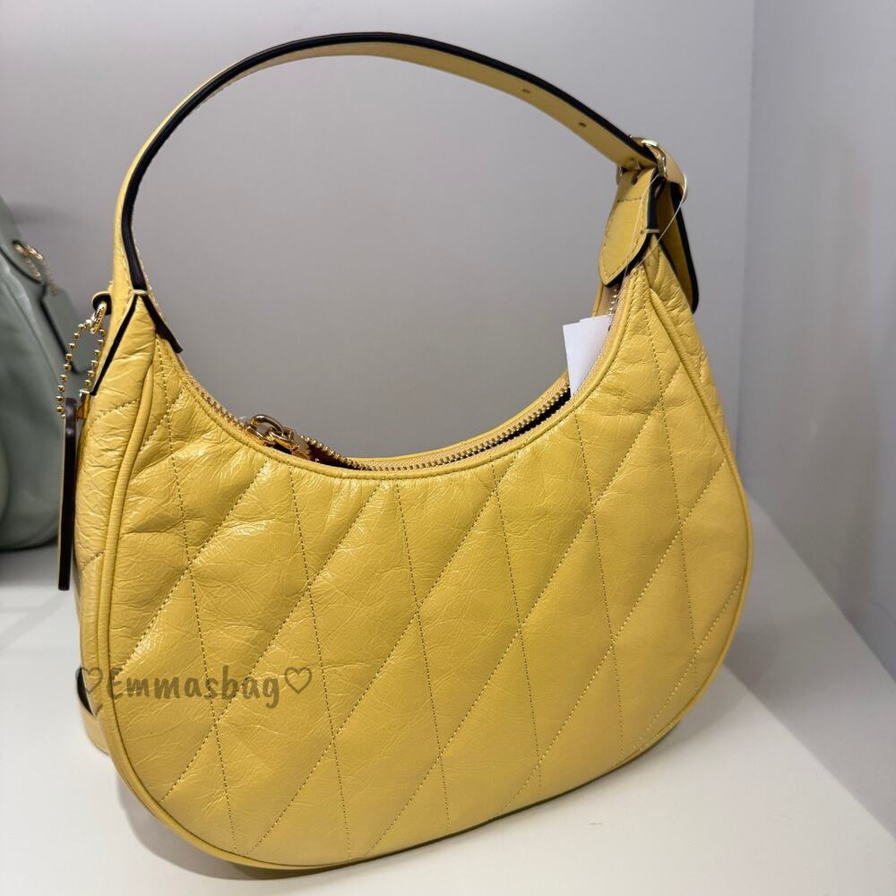 Coach Emily Shoulder Bag With Quilting CDX21 crinkle leather/Gold/Soft Yellow - Picture 3 of 6